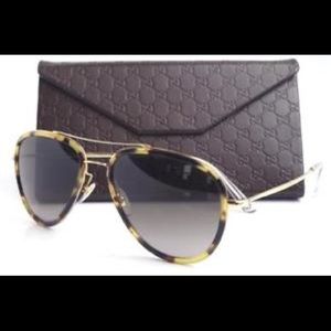 Gucci Gold Havana Aviator Sunglasses
